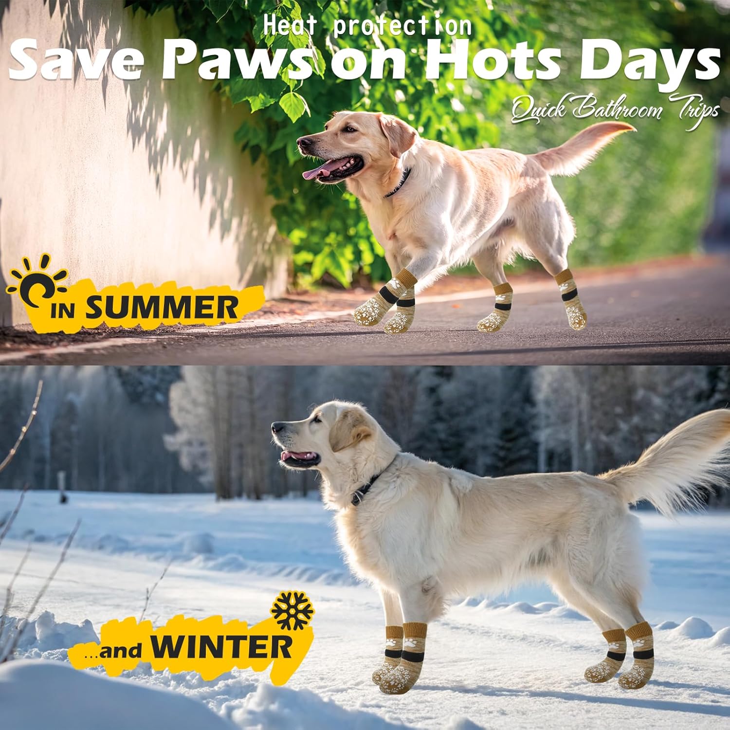 EXPAWLORER Anti Slip Dog Socks to Prevent Licking Paws, Dog Shoes for Hot Pavement, Dog Booties for Small Medium Large Senior Dogs, Traction Control Boots & Paw Protectors for Hardwood Floors